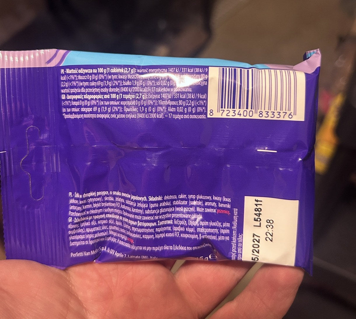 Chupa Chups Mads Berries – back label with ingredients (UK) – Yum At Hart
