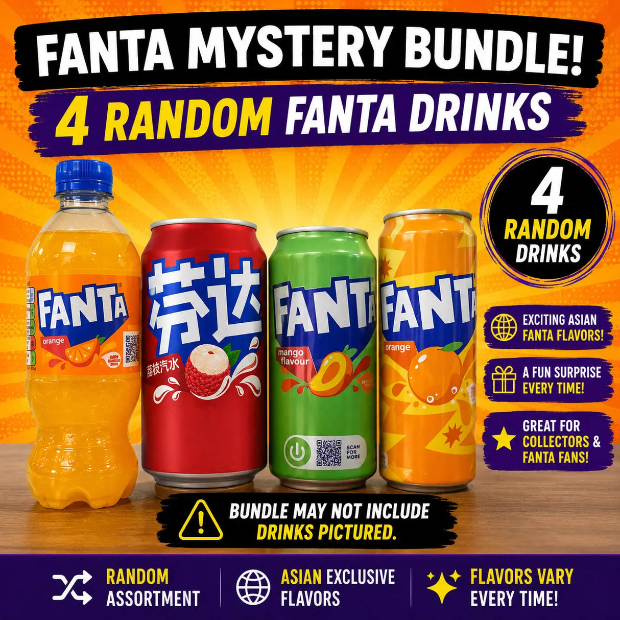 Fanta Mystery Box – Random Assortment of Imported Fanta Flavors Yum At Hart