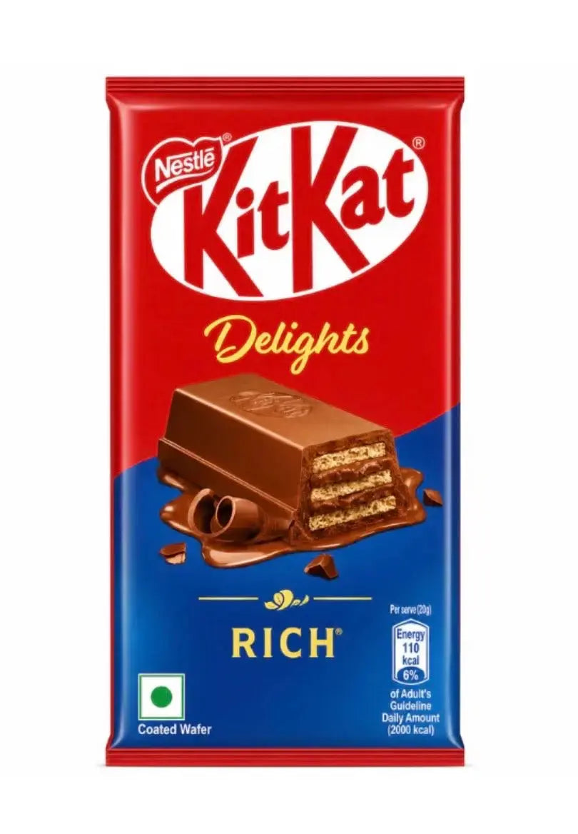 KitKat Delights Rich – Premium Chocolate Coated Wafer Bar (India) Yum At Hart