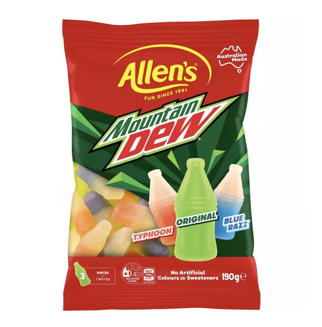 Allen’s Mountain Dew Lollies – Assorted Candy Chews (Australia) Yum At Hart