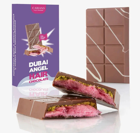 Dubai Angel Hair Chocolate Bar – Pistachio Cream, Pomegranate & Cotton Candy Filled Chocolate (Dubai) Yum At Hart