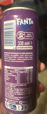 Fanta Cassis (France) - back label with ingredients, nutrition and barcode