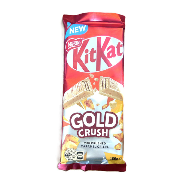 KitKat Gold Crush Chocolate Wafer Bar with Caramel Crisps 160g – (Australia) Best By 31-January-2026 Yum At Hart