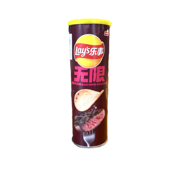 Lay’s Black Pepper Steak Flavor Potato Chips – Chinese Lay’s Steak Chips Tube Can (China) Yum At Hart