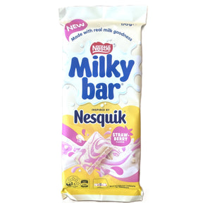 Milkybar Strawberry Nesquik 170g –  Extra Large White Chocolate and Strawberry Bar (Australia) Yum At Hart