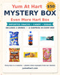 Yum At Hart Mystery Box – Even More Hart Box – surprise mix of imported snacks, candy and sodas, includes 2 drinks