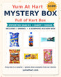 Yum At Hart Mystery Box – Full of Hart Box – surprise mix of imported snacks, candy and sodas, includes 3 drinks
