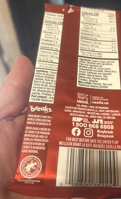 Kit Kat Salted Caramel 99g back label (Canada) - Yum At Hart