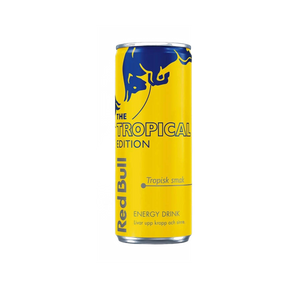 Red Bull Tropical Edition can – tropical fruit energy drink 250mL (Sweden)