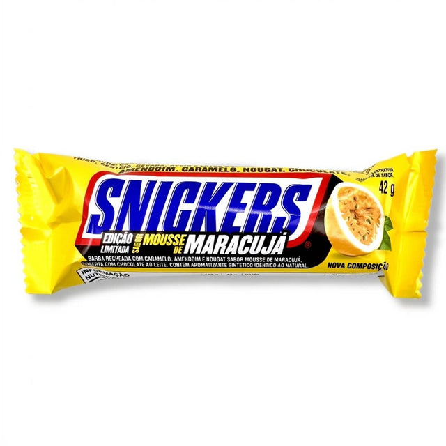Snickers Mousse de Maracuja passion fruit limited edition bar from Brazil - front - Yum At Hart